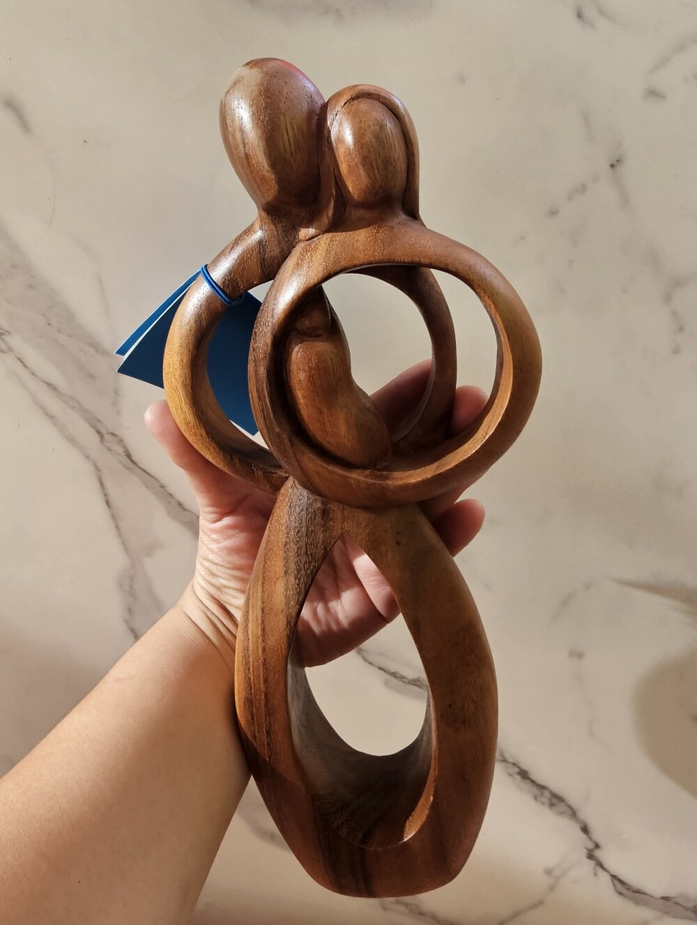 Novica Artisian Wood Sculpture Suar Parents "Infant Love"